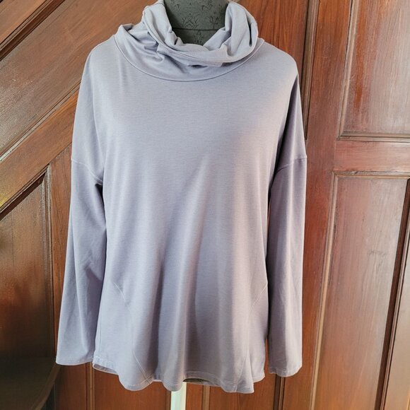 Cozy Womens Cowl Neck Long Sleeve Top By Apana - Lilac Heathered - Picture 1 of 4